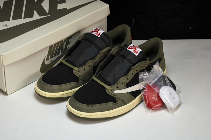 travis scott x air jordan 1 low og black olive dm7866-002