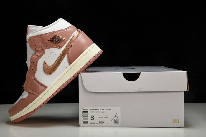 air jordan 1 mid se“red stardust” fb9892-670