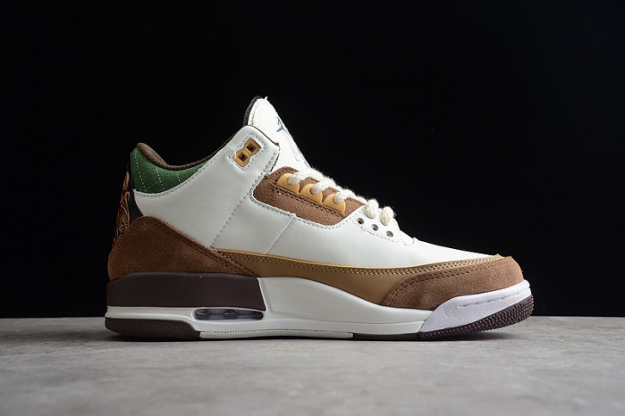 air jordan 3 retro se white dark brown green shoes 398614-500
