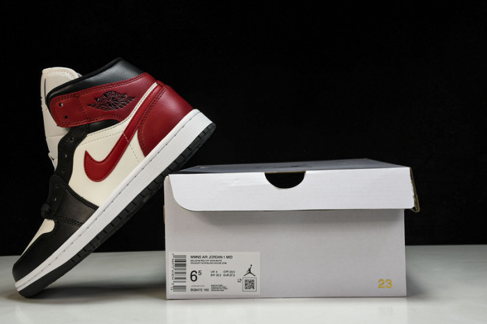 air jordan 1 mid “black toe” bq6472-160