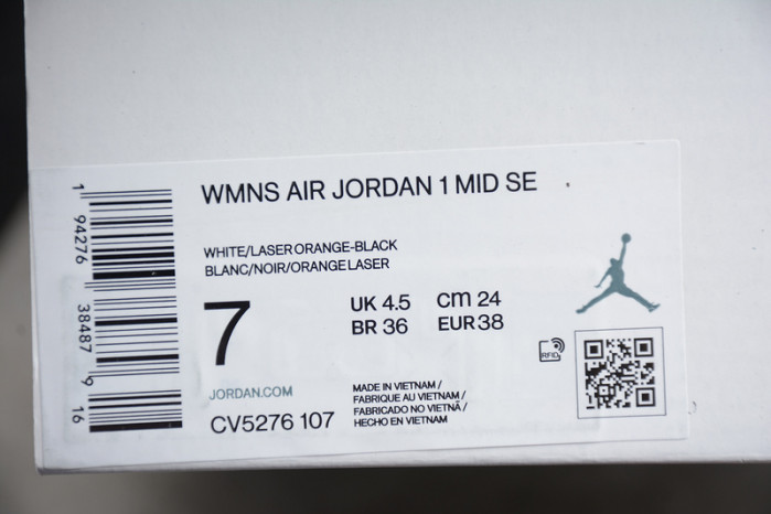 wmns air jordan 1 mid se "orange black" - cv5276 107