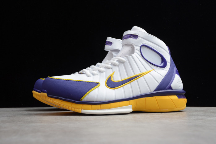 air zoom huarache 2k4 kobe lakers white/purple-yellow 308475-008
