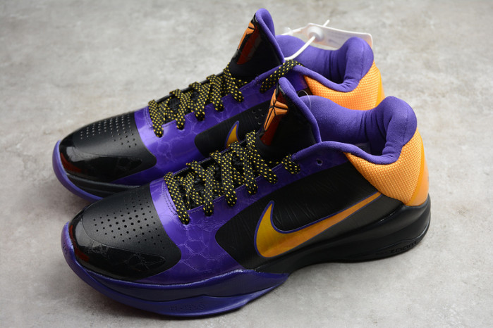 zoom kobe 5 x lakers black/de sol-varsity purple 386430-071