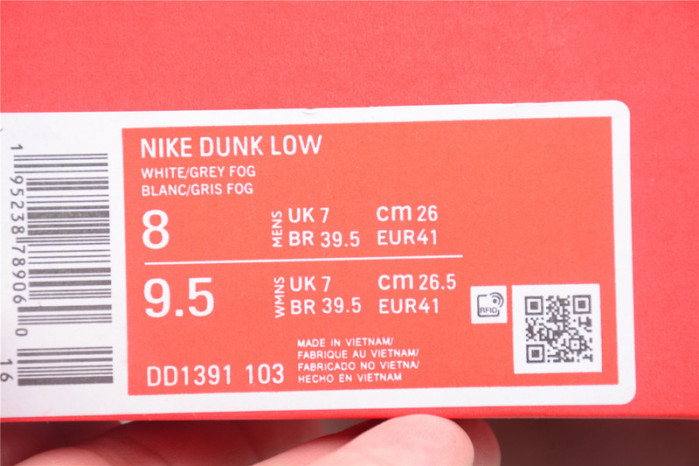 nike dunk low grey fog dd1391-103